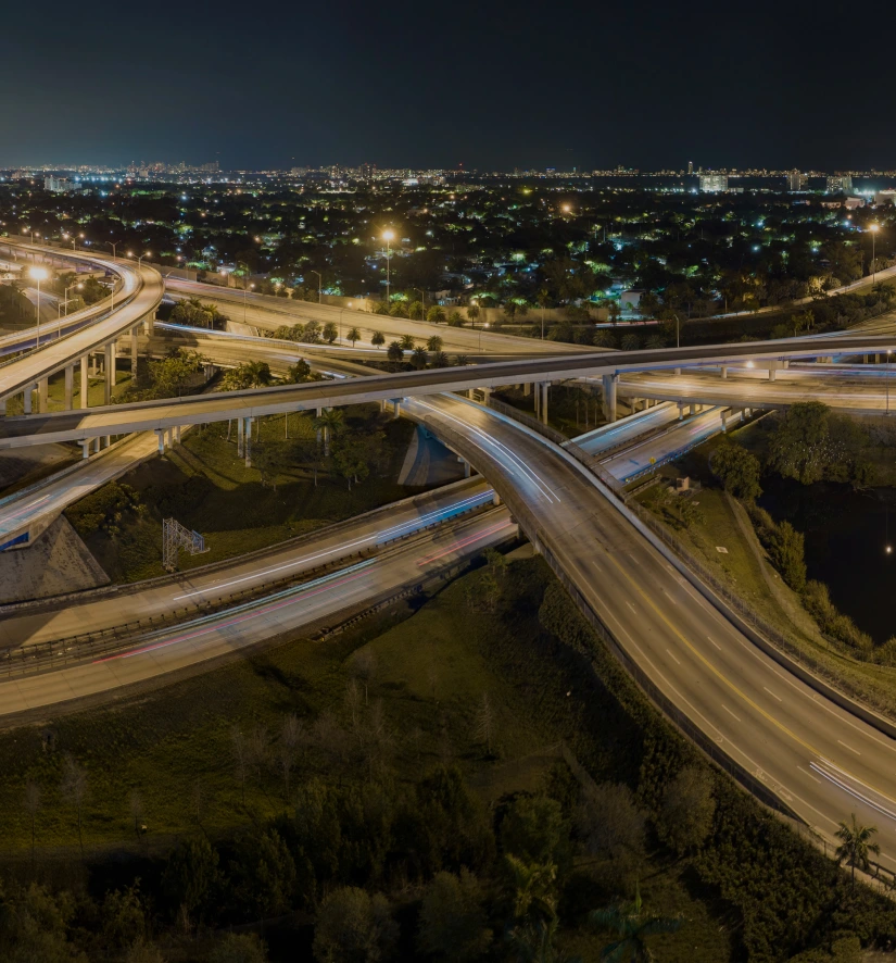 Highway interchange representing TOP Worldwide expedited freight services for fast, efficient, and reliable shipping solutions.