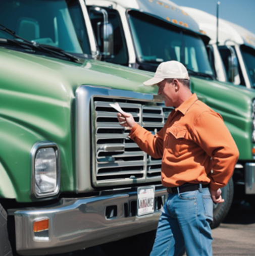 A person standing next to a truck